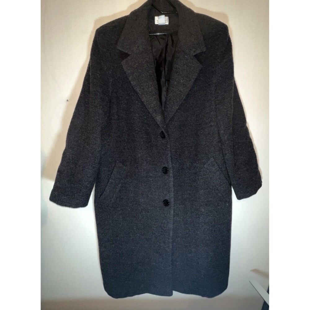 Classic Women's Dark Gray Wool-Blend Overcoat